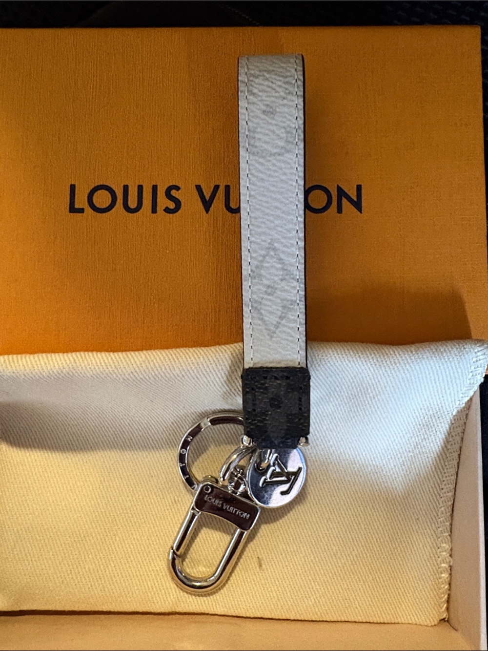 Authentic Louis Vuitton Dragonne Key Strap with Silver Hardware - Picture 3 of 14